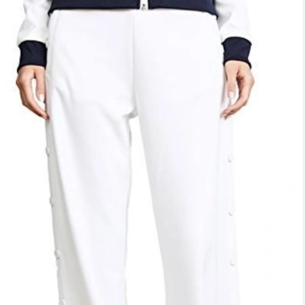 Tory Burch NWT Tear Away Logo Banner Track Pants White
